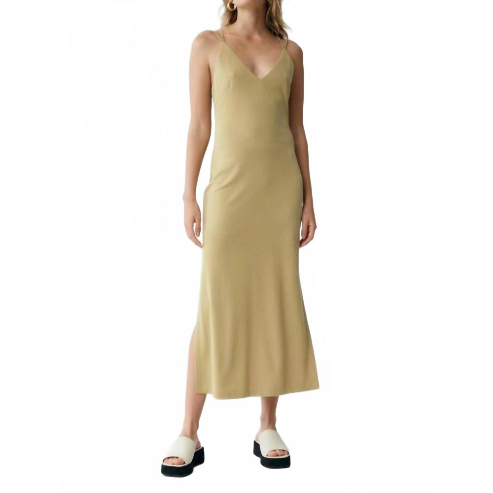NEW THIRD FORM form cross back midi dress in khaki